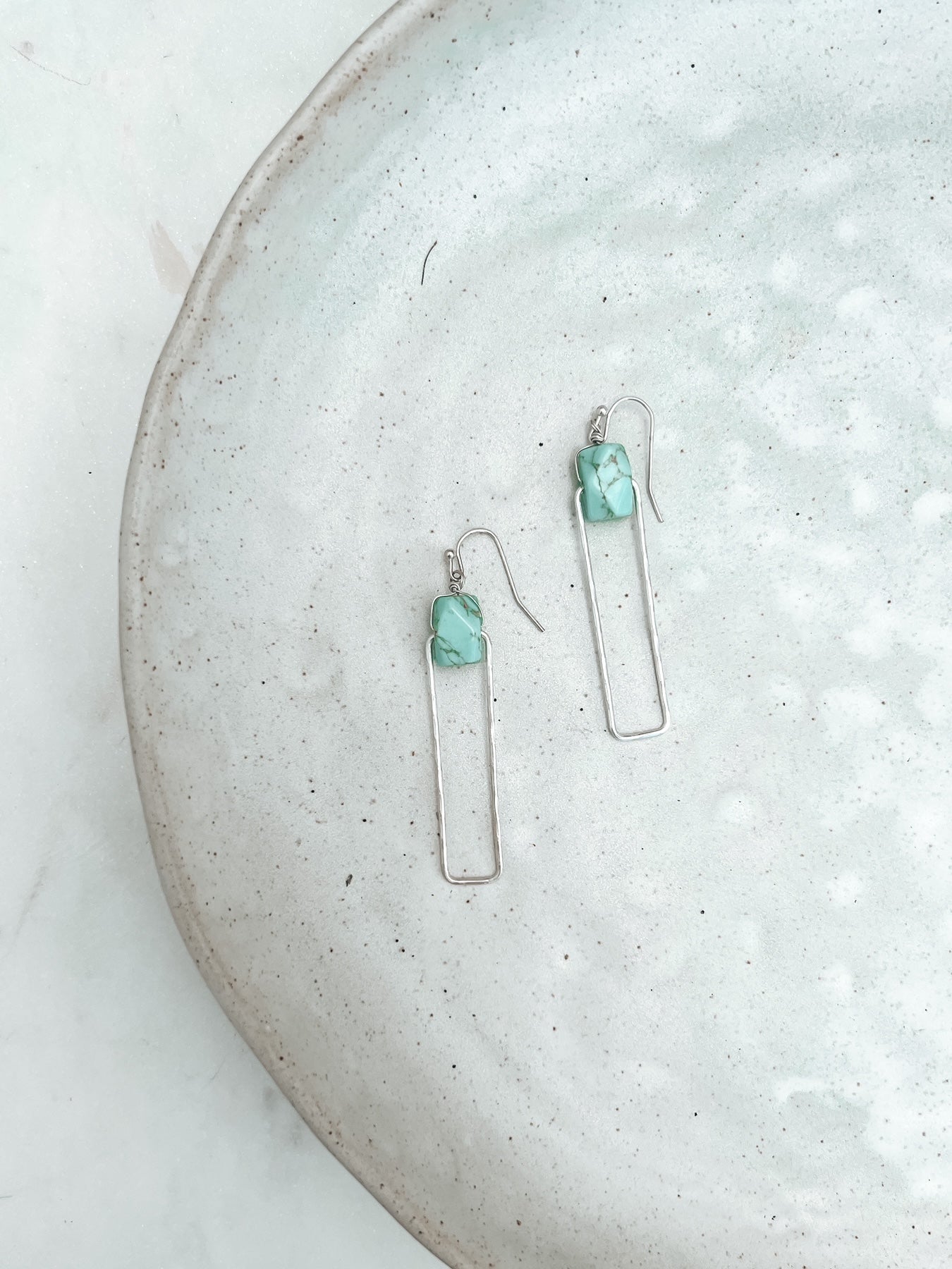 Addison Stone Earrings- Teal/Silver