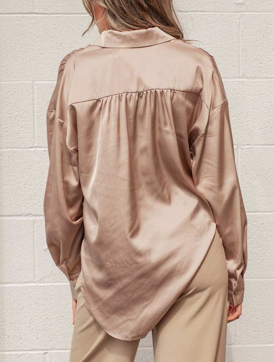 Angelina Satin Button Up Top