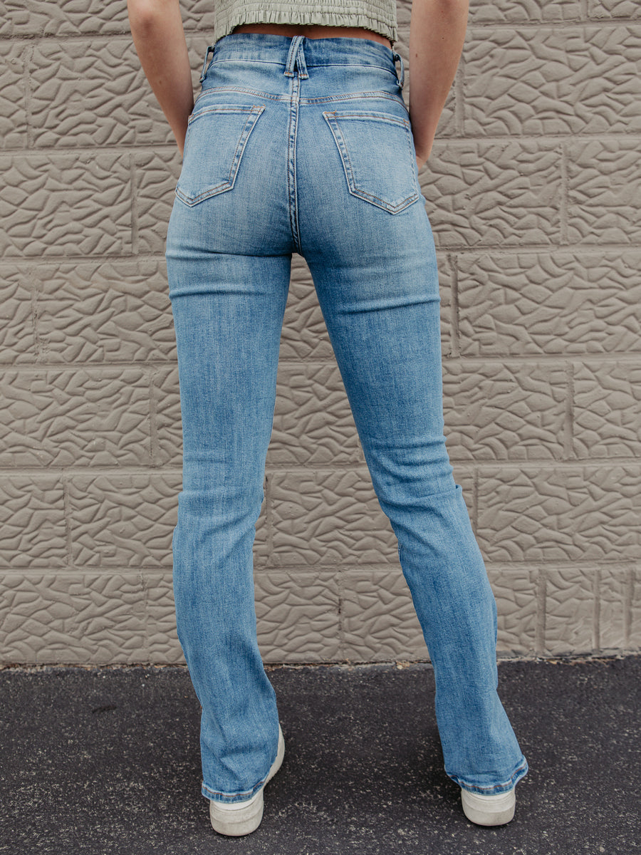 Top Tier Hagar Slit Distressed Jeans
