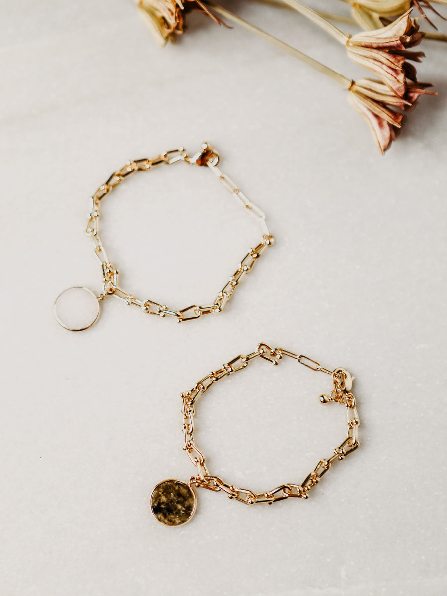 Chain Bracelet with Stone Charm