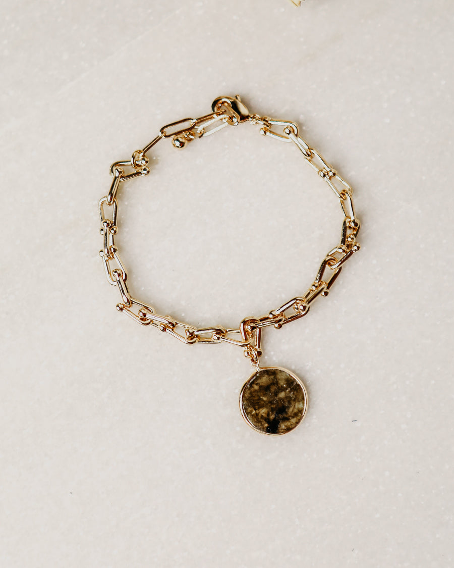 Chain Bracelet with Stone Charm
