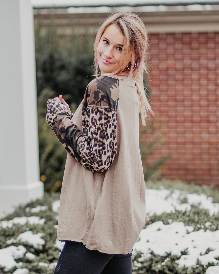Paige Patterned Sleeve Top