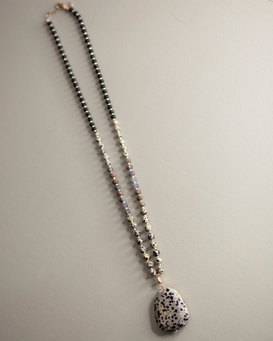 Stone Pendant Necklace-Dalmatian