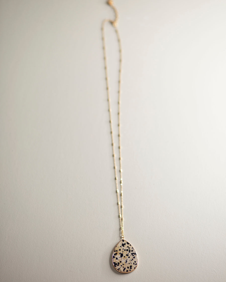 Teardrop Pendant Necklace-Dalmatian