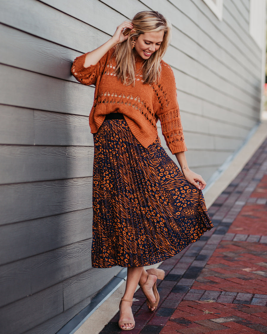 On the Prowl Pleated Skirt