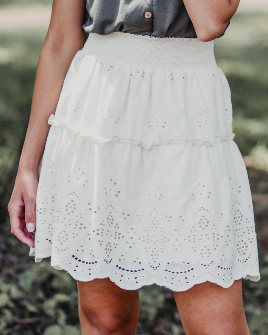 Eyelet Tiered Skirt