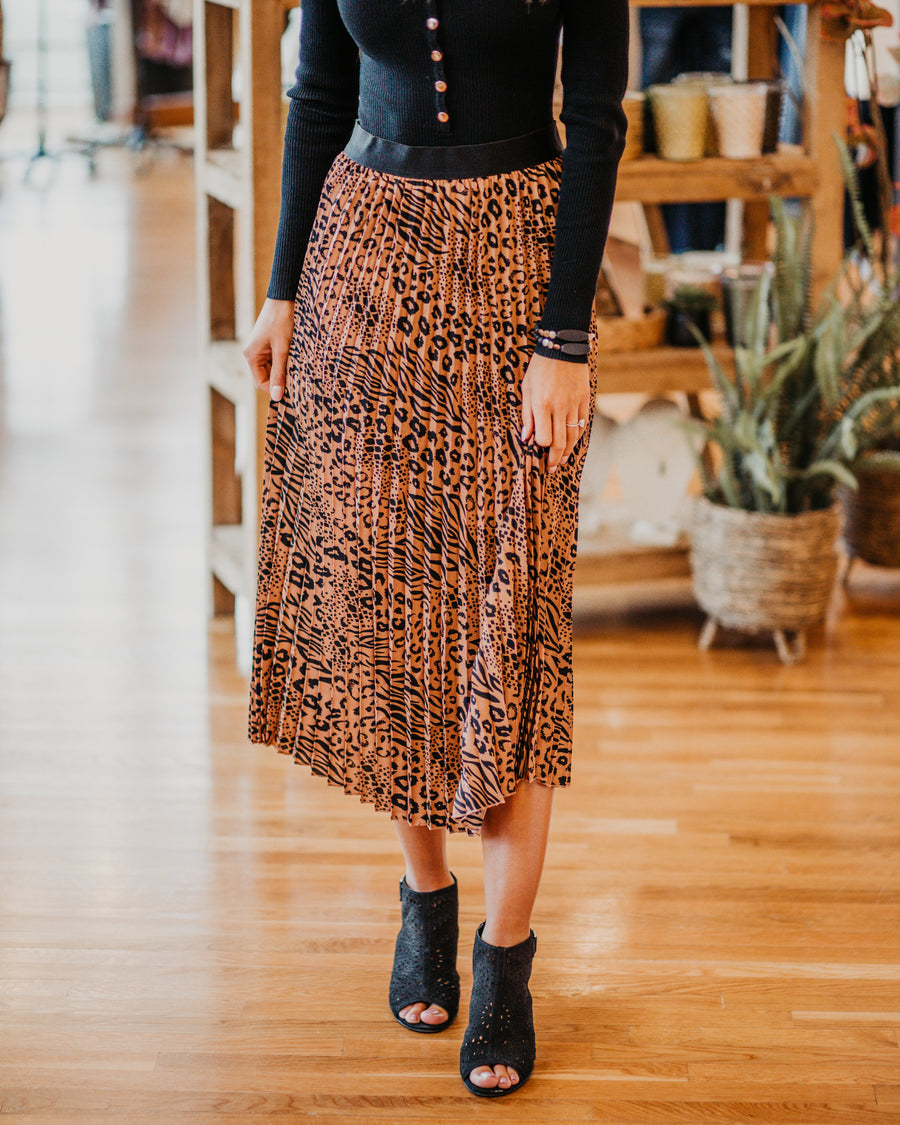 On the Prowl Pleated Skirt